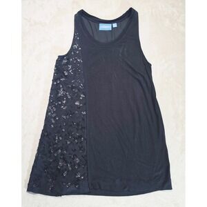 Simply Vera Wang Black Sequin Mesh Side Panel Sleeveless Tunic Tank Top Women S